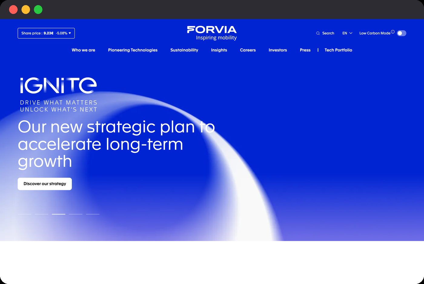 Page d'accueil du site Forvia